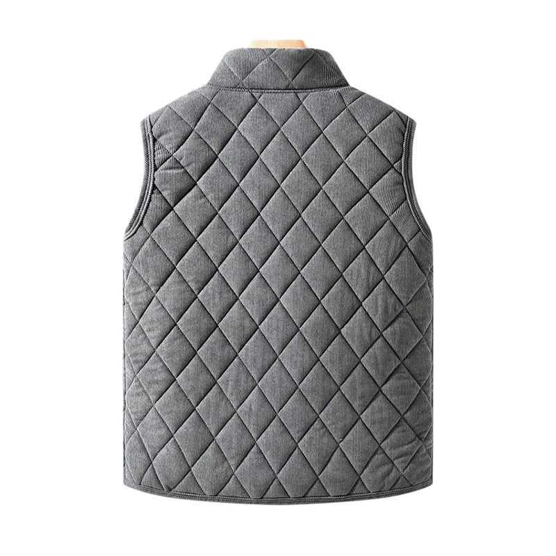 Mens Quilted Vest Fleece Lined Warm Winter Waistcoat Sleeveless Jacket Casual Outerwear Thick Padded Coat for Cold WeatherG251218