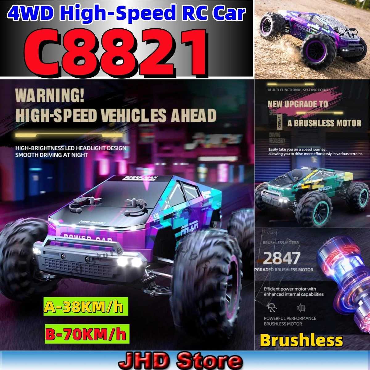 JHD For JJRC C8821 4WD High-Speed 24G RC Car Brushless 38-70km/H Full Proportion Variable Speed Carbon Brush Off-Road Vehicle G251218
