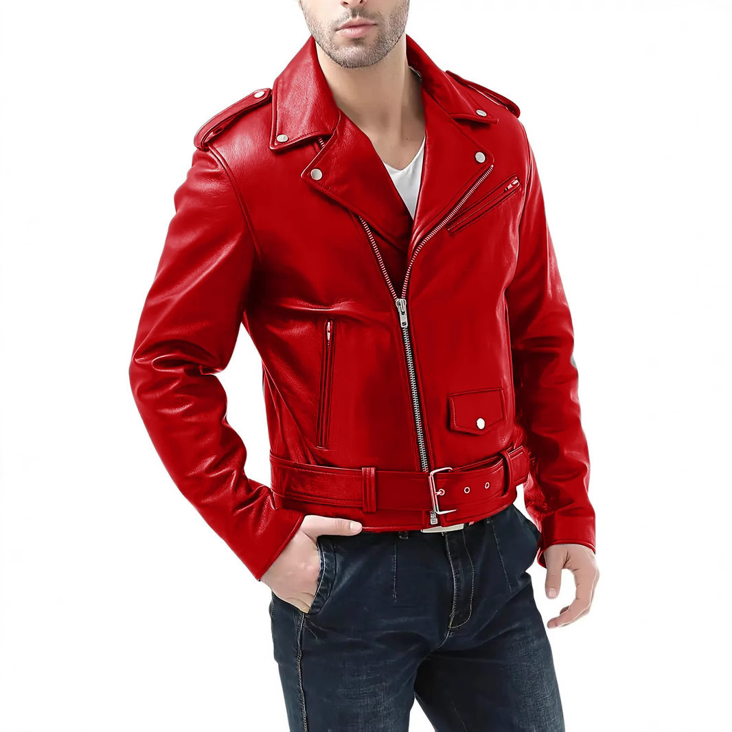 Spring Classical Motorcycle oblique zipper Jackets Men Leather Jacket Natural Calf Skin Thick Slim Cowhide Moto Jacket man 250120