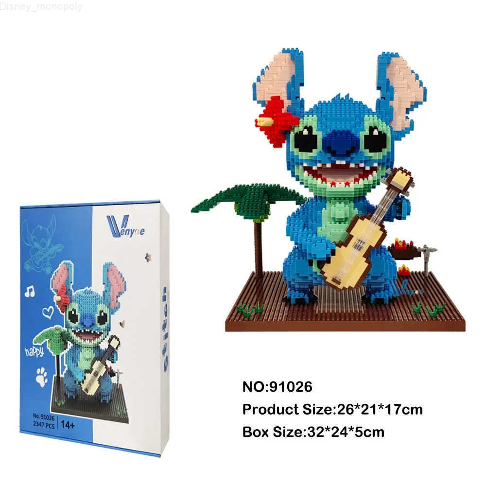 Disney Kawaii Angry Stitch Micro Building Blocks DIY Vacation Reading Stitch Model Mini Diamond Brick Figures Toy For Kids Gift H251218