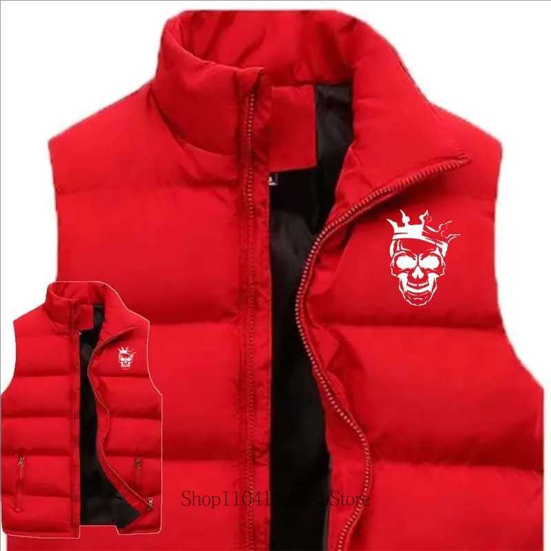New Men Clothing Skeleton Printed Vest Autumn Winter Casual Fashion Mandarin Collar Zipper Sleeveless Warm Jacket Vest CoatG251218