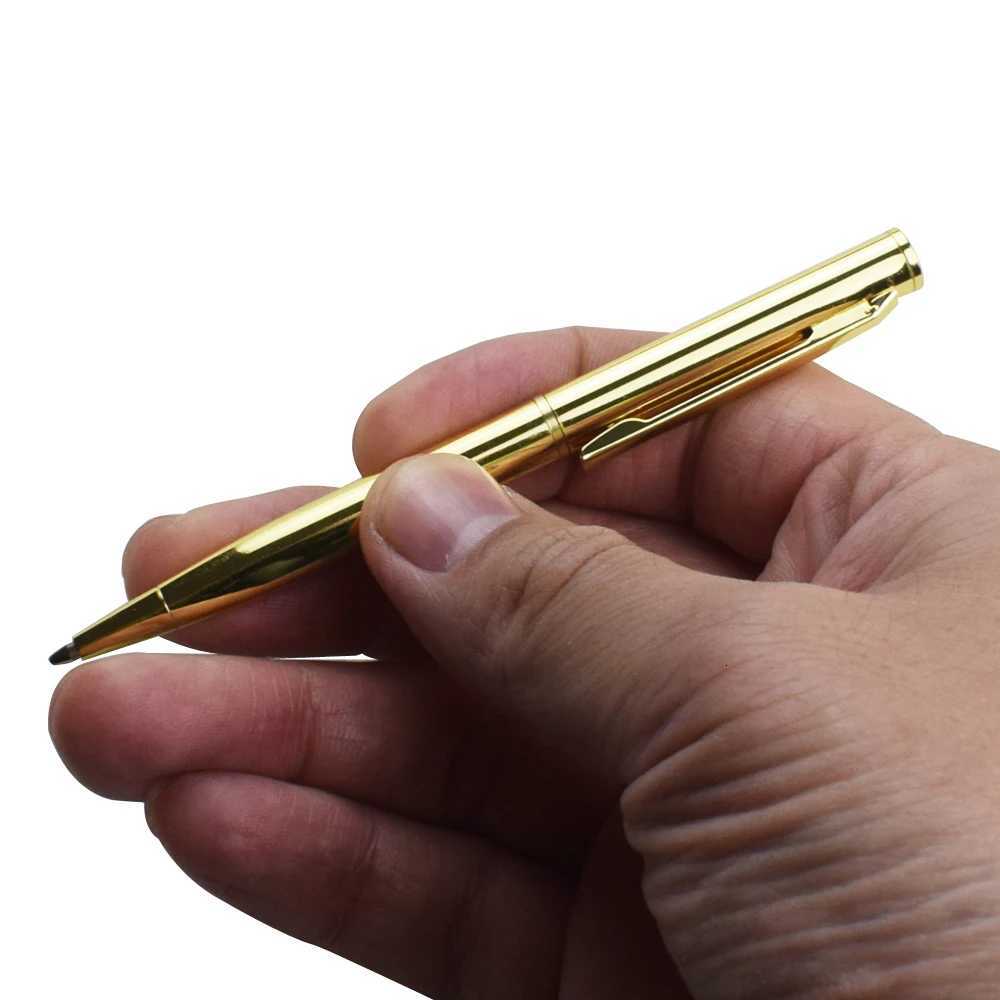 Golden Metal Ballpoint Pen 07mm Black Ink Refill Rotating Style Signature Ballpen Off Stationery School Supplies Y251218