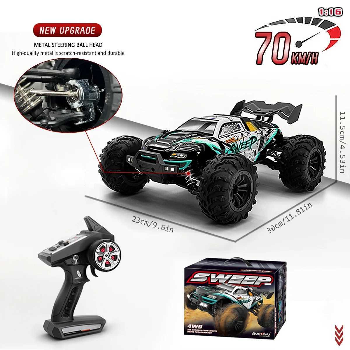 1/16 RC Car 4x4 Remote Control Cart 16101PRO/16102PRO Brushless 70KM/H 24G Electric High Speed Off-Road Drift Toys for Children G251218