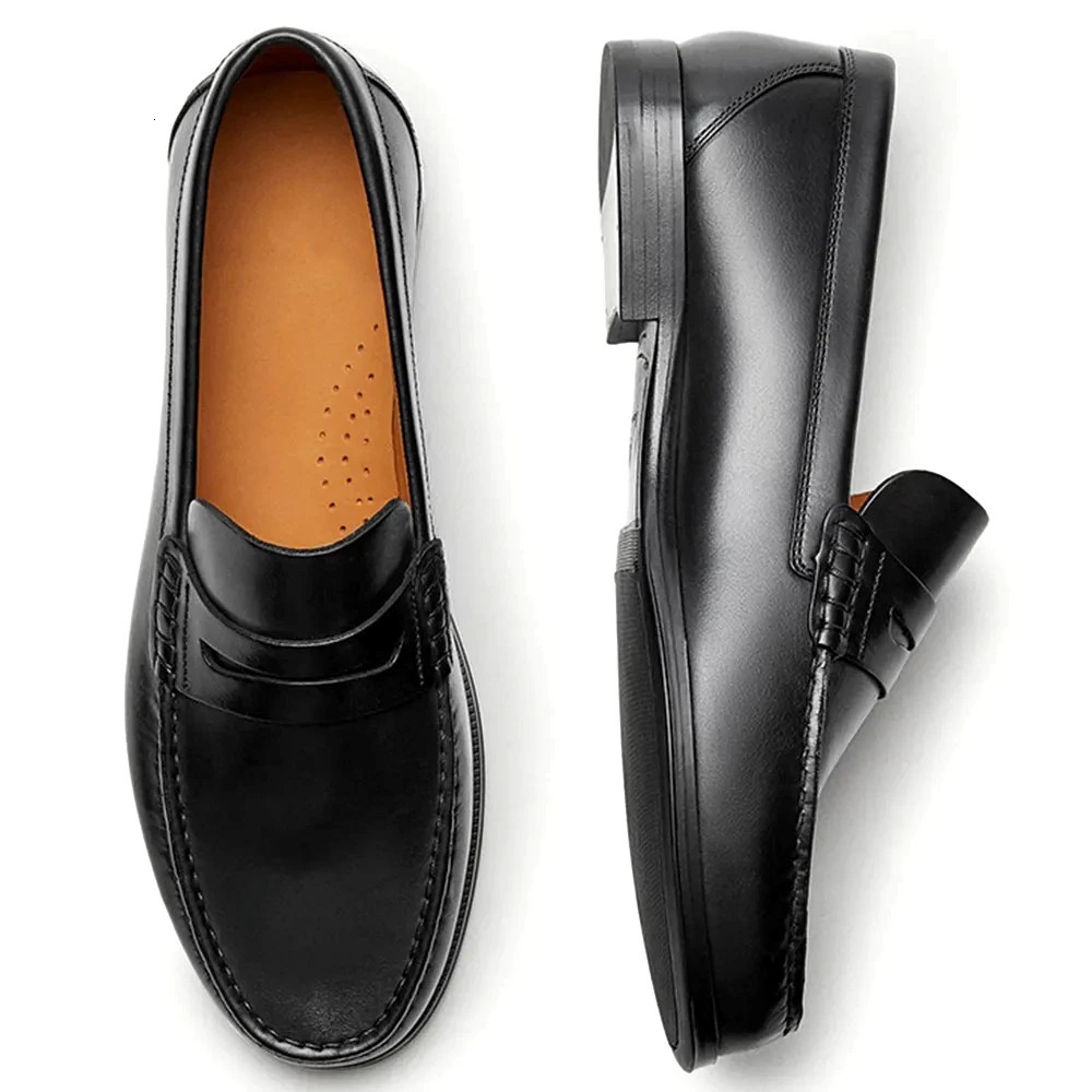 Mens Vintage Genuine Leather SlipOn Loafers Breathable Moccasins Driving Style Casual Cowhide Shoes 251031