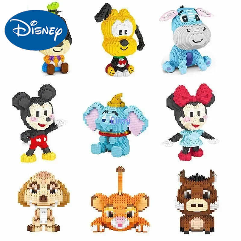 Disney Mini Blocks Cartoon Auction Figure Donkey Juguete Micro Blocks Building Toy Stitch Educational Toys Anime Children Gift New YEAR H251218