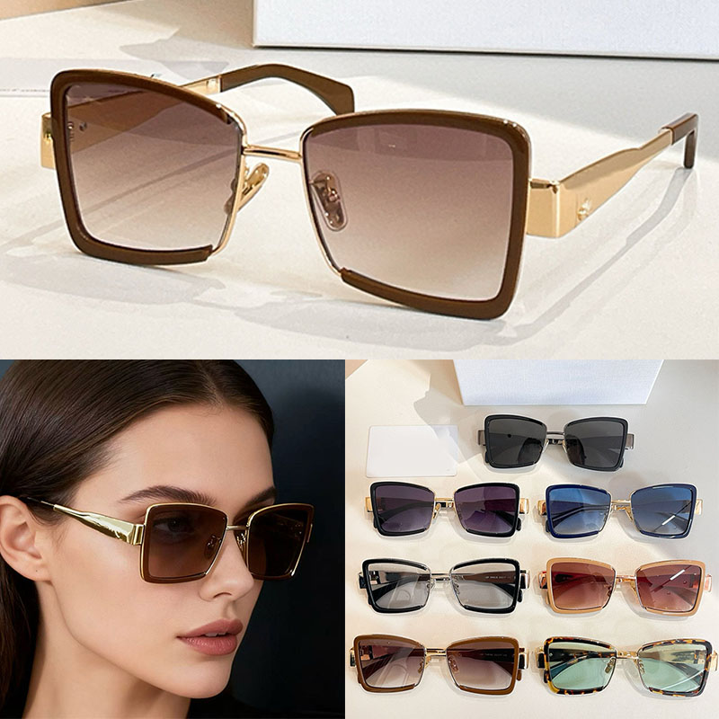 26ss Luxury Square Metal Framed Sunglasses 40338F Womens Retro Fashion Light Green Lenses UV400 Glasses Beach party Use