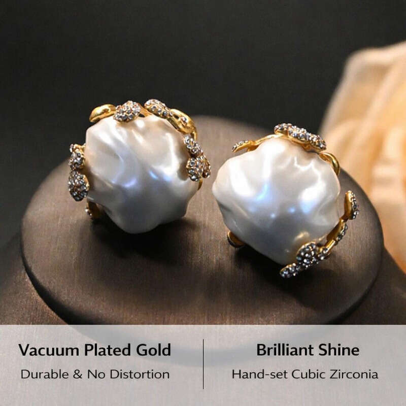 2026 Vintage Baroque Pearl Bud Earrings Ring Set: 18K Gold-Plated Brass + Crystal, High-Quality Budget-Friendly Daily Wear & Ideal Valentine's Gi