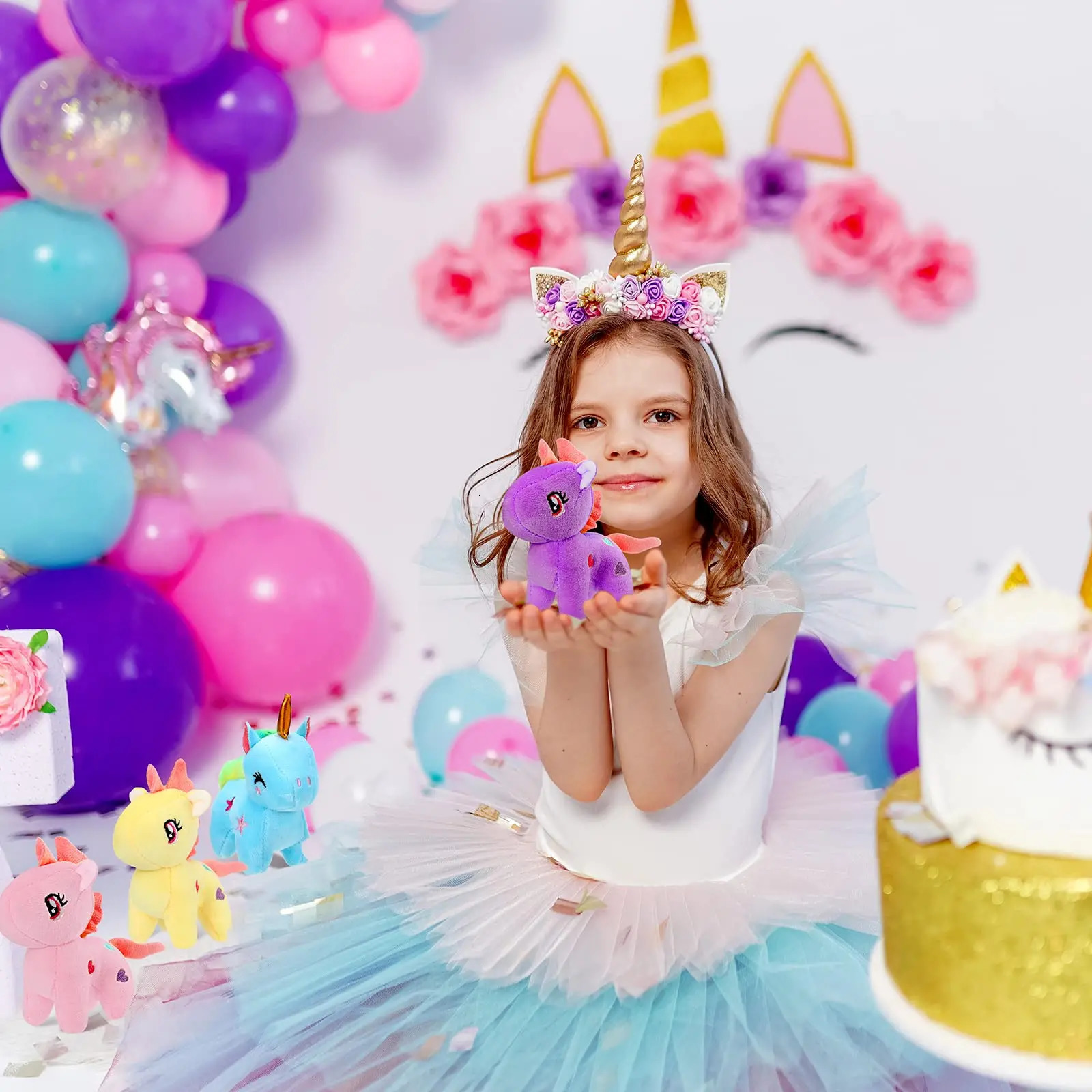 4-24pcs Mini Plush Unicorn Stuffed Animals Unicorn Party Favors Bulk Toys DIY Plush Keychain Stuffed Animal for Kids Party Favor 251216