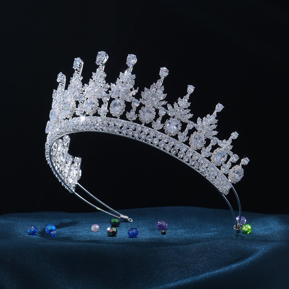 Wedding Hair Jewelry Tiara Silver Color Crystal Zirconia Lengthened Crown Bridal Headdress Royal Wedding Hair Accessory Women Jewelry CZ Diadema 23112