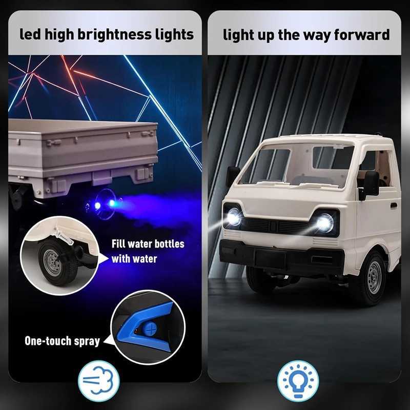 New KF21 116 24GHZ Remote Control Car Simulates Drift And Climbing Trucks With Spray And LED Lights Toy For Children Boys Gift G251218