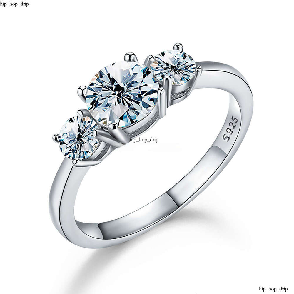 VVS Moissanite GRA Certificate VVS D Color 1ct Silicon 3 Stone Ring 925 Sterling Silver 18k Gold Plated Rhodium Women Engagement Jewelry Gift