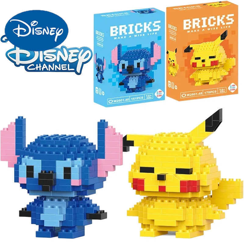 Disney LiLo Stitch Toys Building Blocks Pikechu lega Anime Cartoon Character Model Building Blocks Toy for children Gift H251218