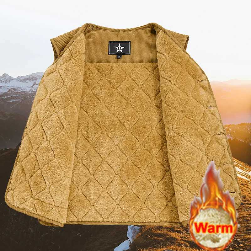2025 New in Padded Vest Men Zipper Winter Thick Warm Corduroy Sleeveless Jacket Male Autumn Casual Waistcoat Golf Work Wear CoatG251218