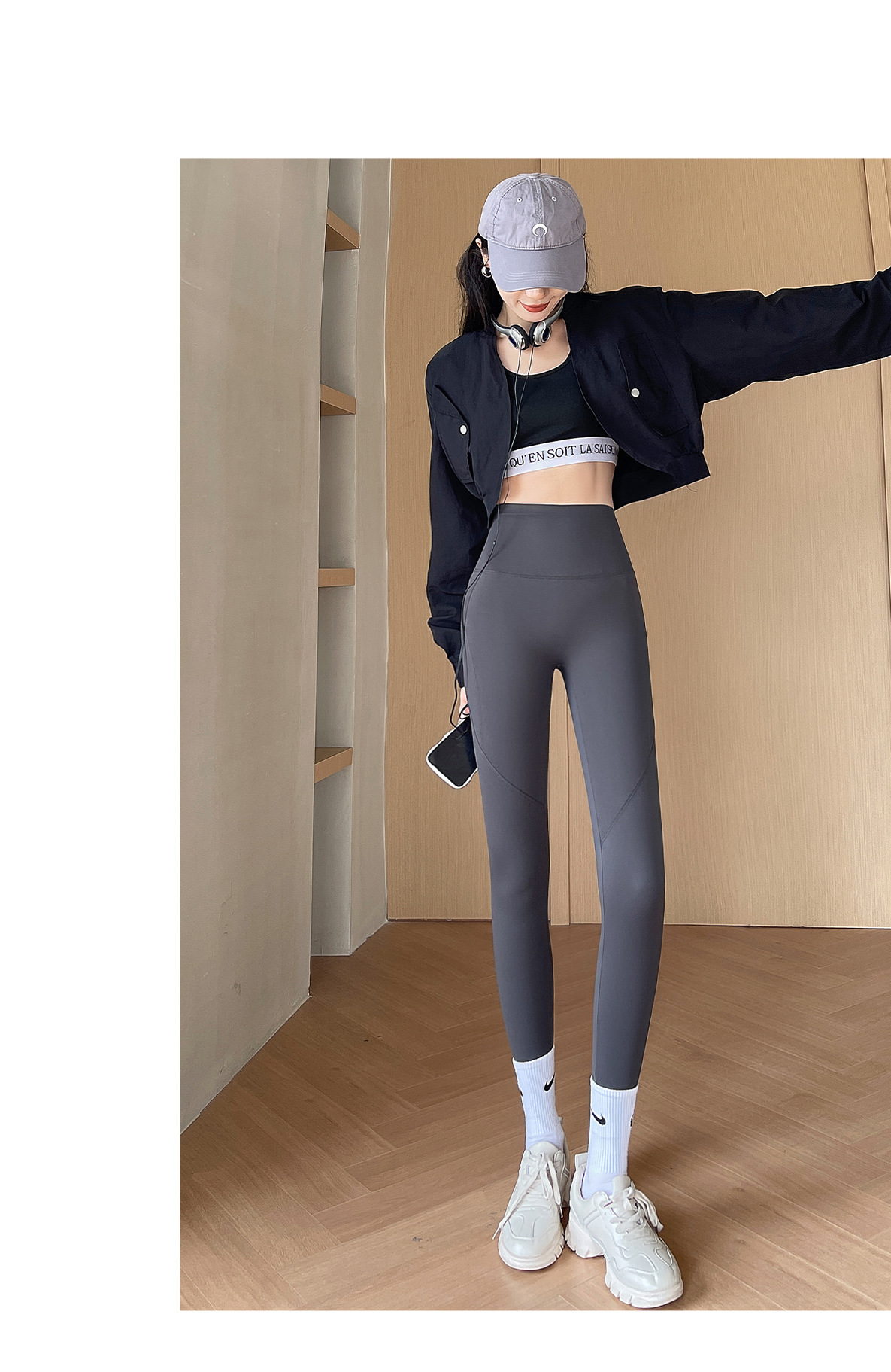 Winter Fleece-Lined High-Waisted Tummy-Control Shark Leggings for Women - Pockets Design, No Camel Toe, Outerwear Slim Fit Leggings