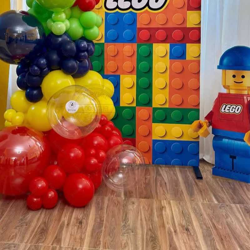 131pcs Rainbow Lego Theme Balloon Set Suitable for Birthday Outdoor Park Picnic Anniversary Celebration Graduation Summer Party X251218