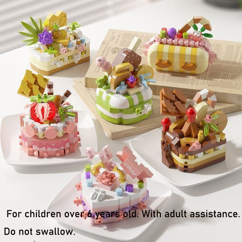 cake Building Blocks 3d-brick kids toy colorful Cake-shaped toys a box 9 piece For users over 6 years old Adult assistance Children's building bl