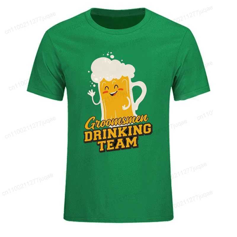 Mens Mens Groomsmen Drinking Beer Team Graphic Casual T Shirt Summer Printed T-Shirt Soft Round Neck Short Sleeve Tee Shirts X251218