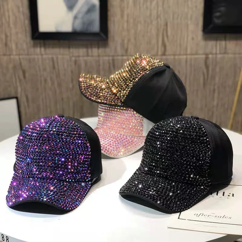 Womens Studded Rhinestone Baseball Cap Adjustable Sparkle Bling Sun Hat 251217 - view 4