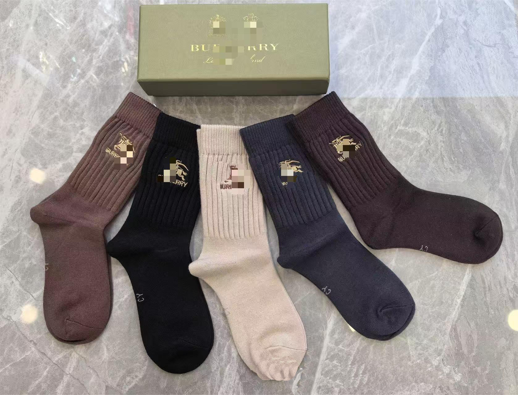 Luxury Men Women socks Designer stocking classic letter BA comfortable breathable cotton stockings high quality fashion Sports Four Seasons Long Socks 5 pairs /A box