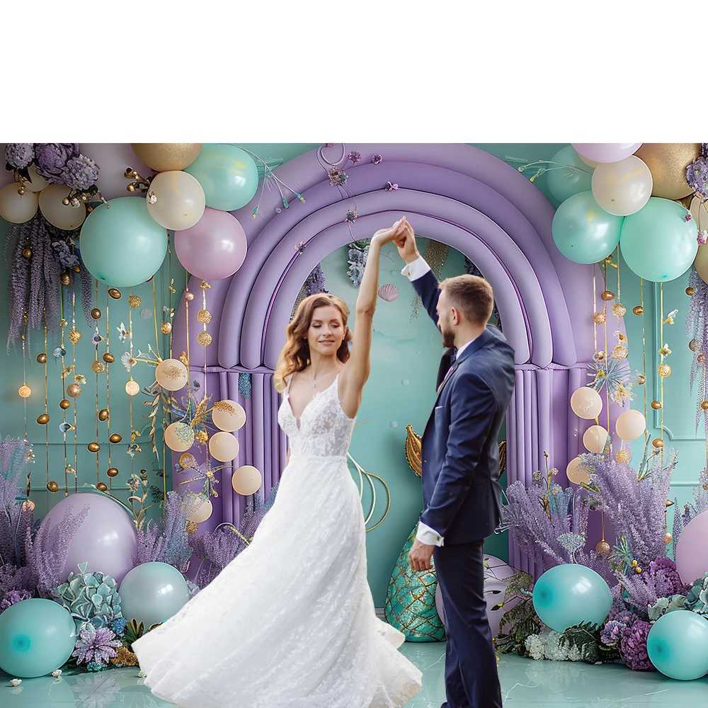 Beenle Photography Background Birthday Party Backdrop for Girl Mermaid Tail Scales Shell Princess Baby Shower Decor Photo Props X251218