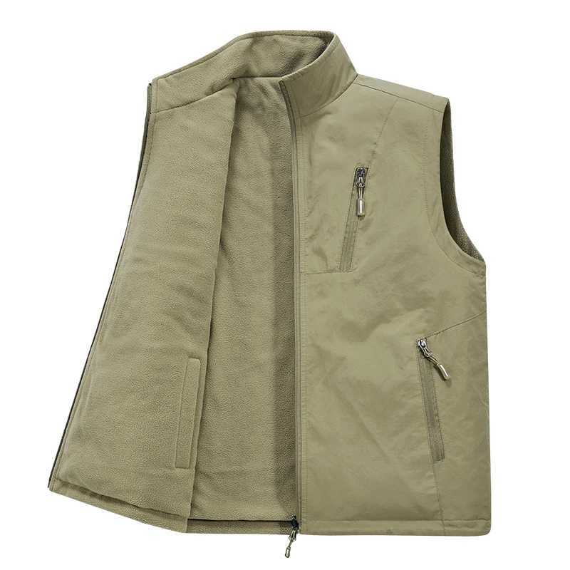 Double-sided VEST Mens Autumn Winter Stand Collar WiTH Velvet Casual Sleeveless JaCKet Outdoor Sports CamisoleG251218