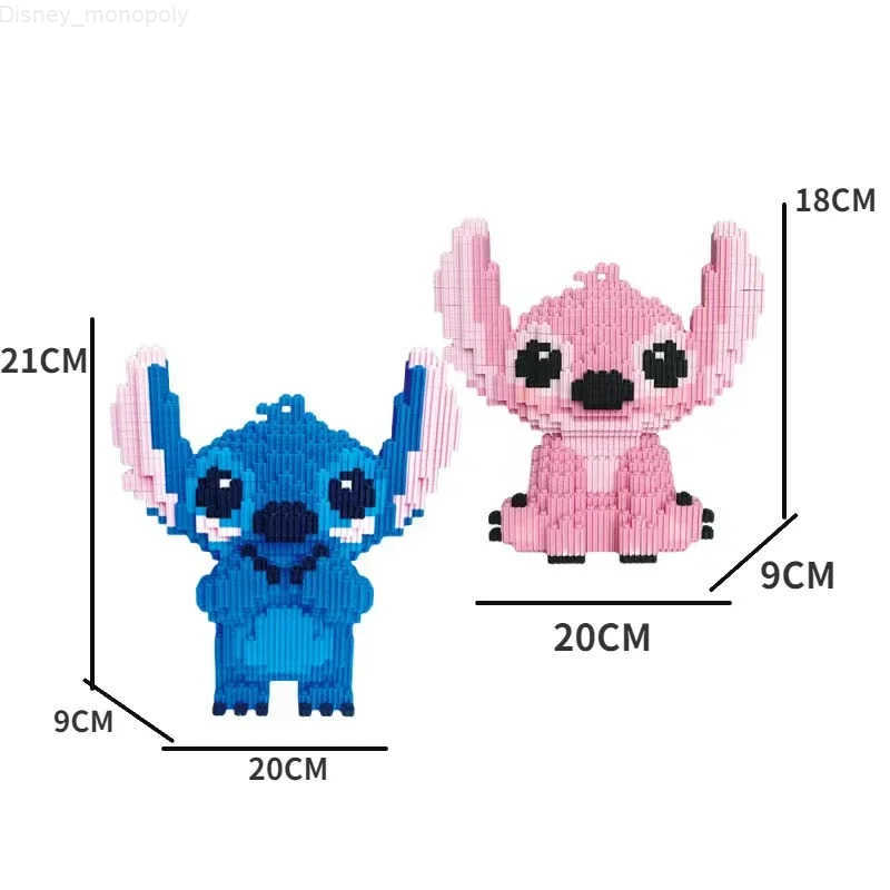 Disney 21CM Cute Stitch Building Block Toys Small Particle Bricks DIY 3D Model Assembly Childrens Building Block Toys Birthday Gift H2512181
