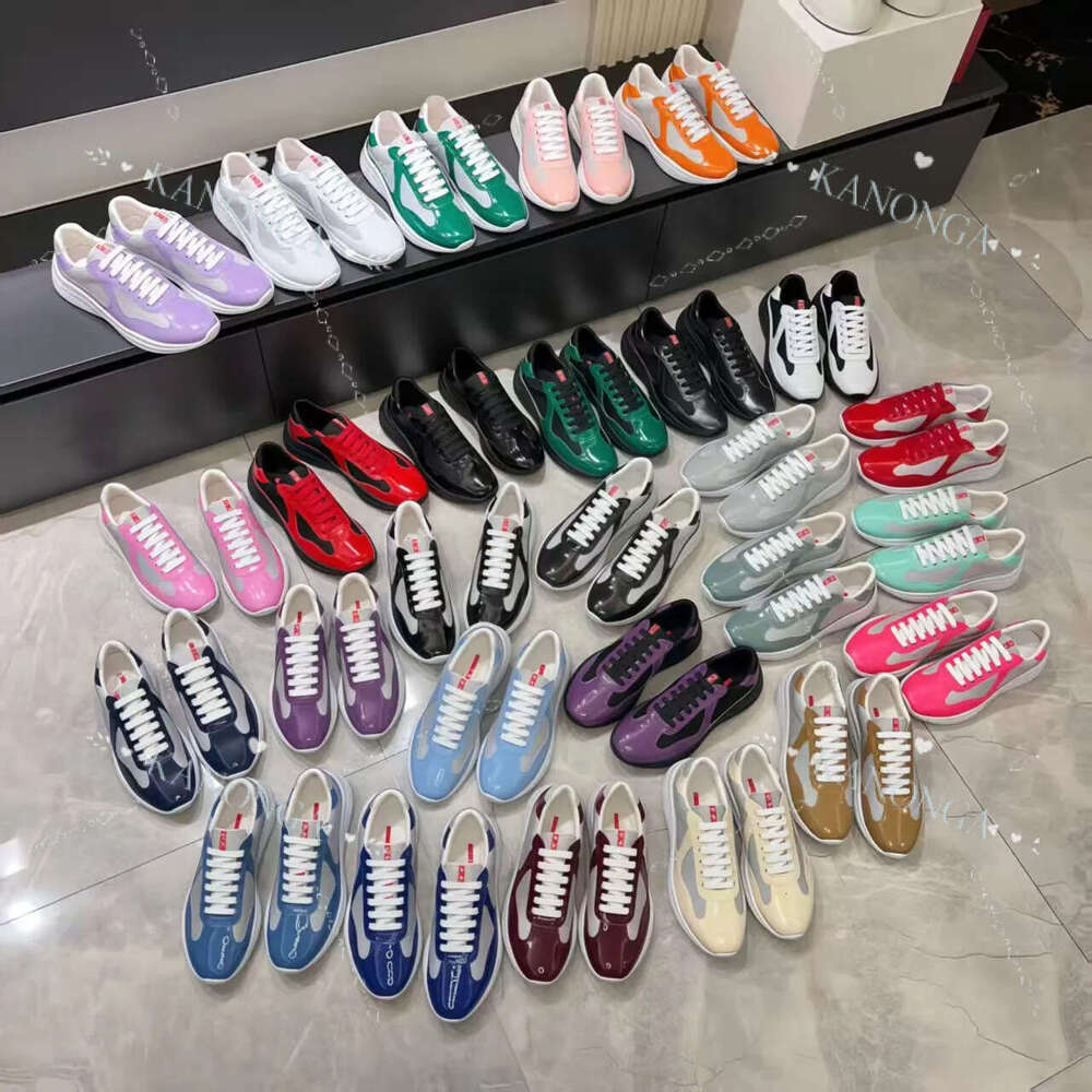 America's Cup Designer Shoes Men Women A+ Luxury Design Trigrace Sneaker Patent Matt Leather Top Quality Size35-48