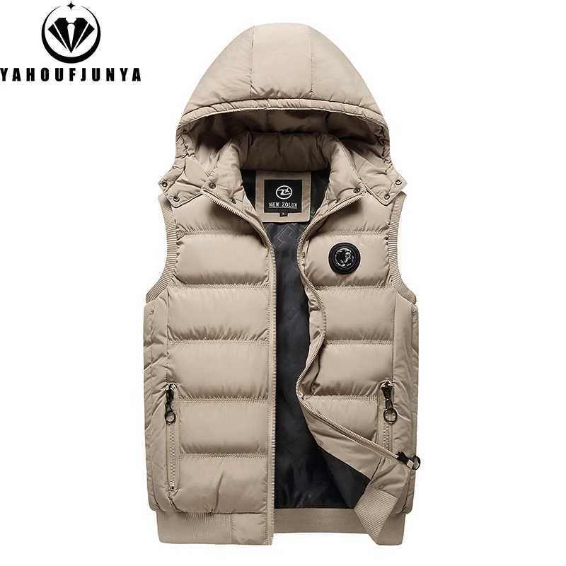 Men Autumn Sleeveless Fleece Warm Detachable Hooded Vest Men Winter Outdoors Casual Solid Pocket Zipper Fashion Vest Male CoatG251218