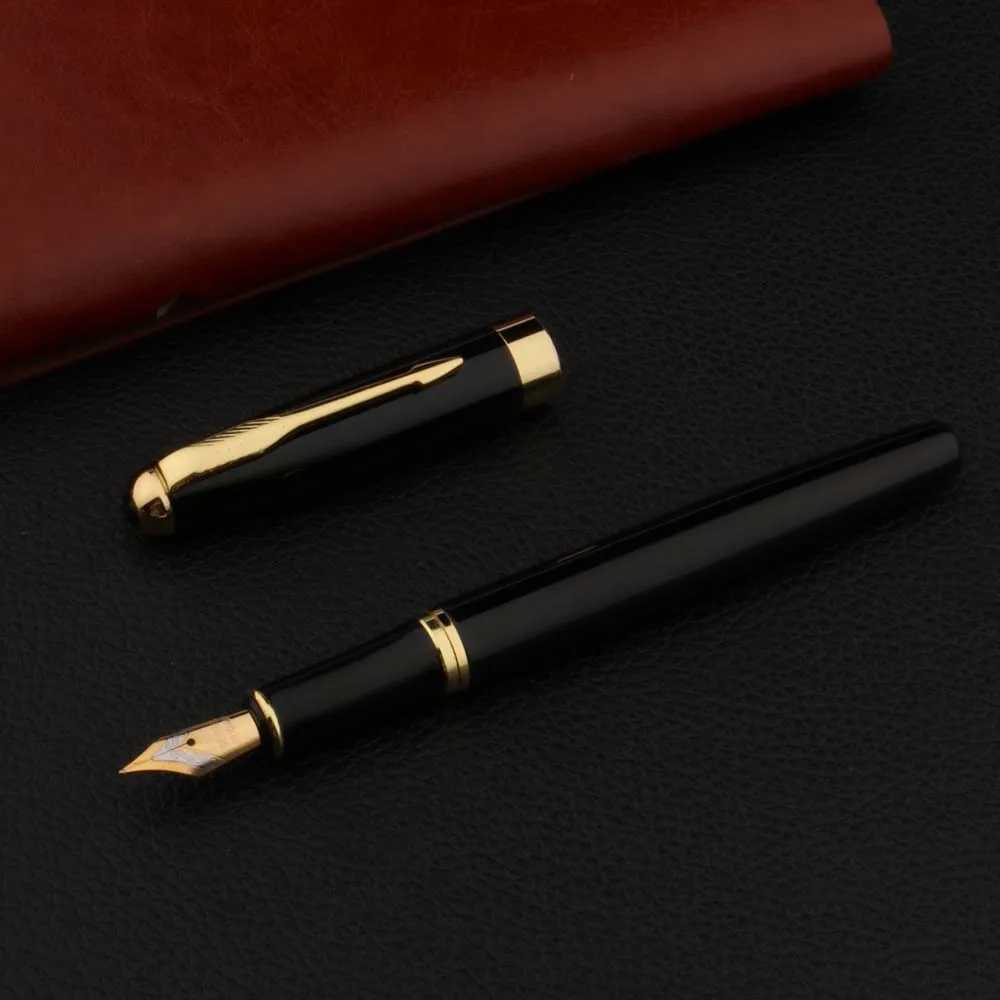 High Quality Metal 388 Fountain Pen Business Black Golden Student Stationery Off School Supplies Gift Ink Pens Y251218