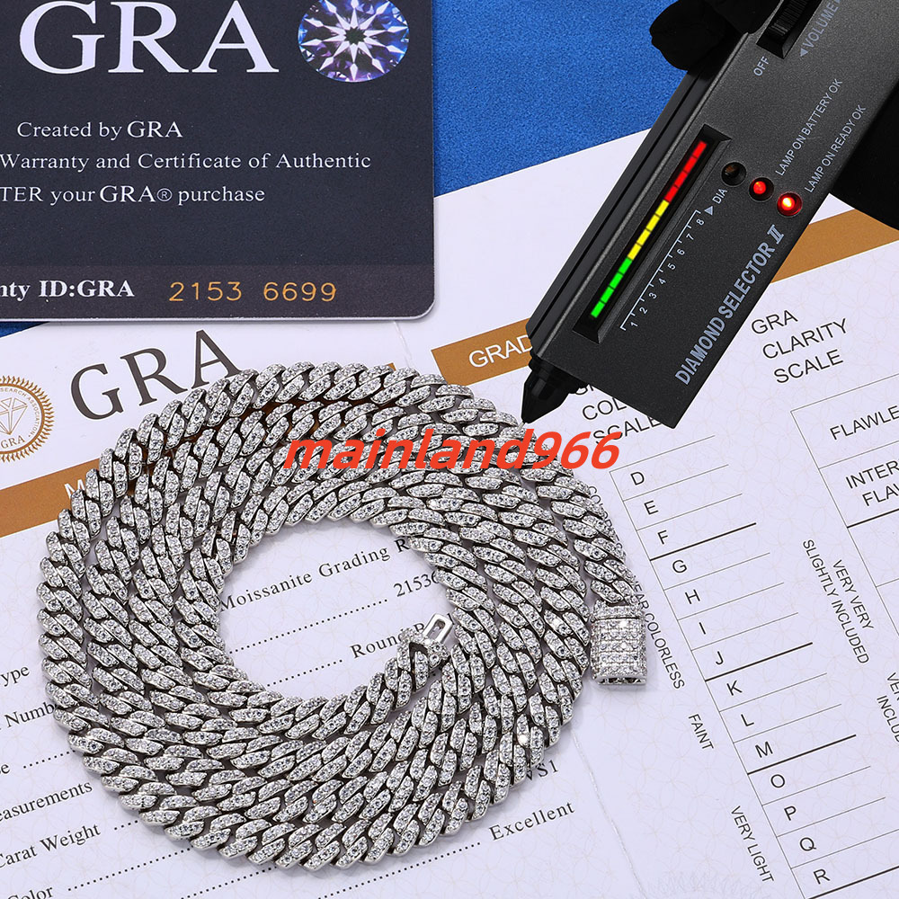 New Arrivals 6MM 925 Sterling Silver Gold Plated Cuban Link Chain VVS D Color Hip Hop Moissanite Necklaces Stocks Available