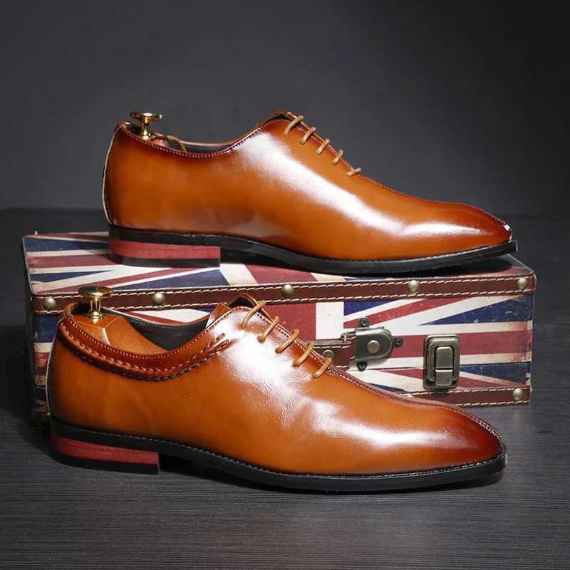 Stylish Man Oxford Shoes Leather Lace Up Mens Business Dress Office Shoe Fashion Wedding Party Suit British Style Comfortable Z251218