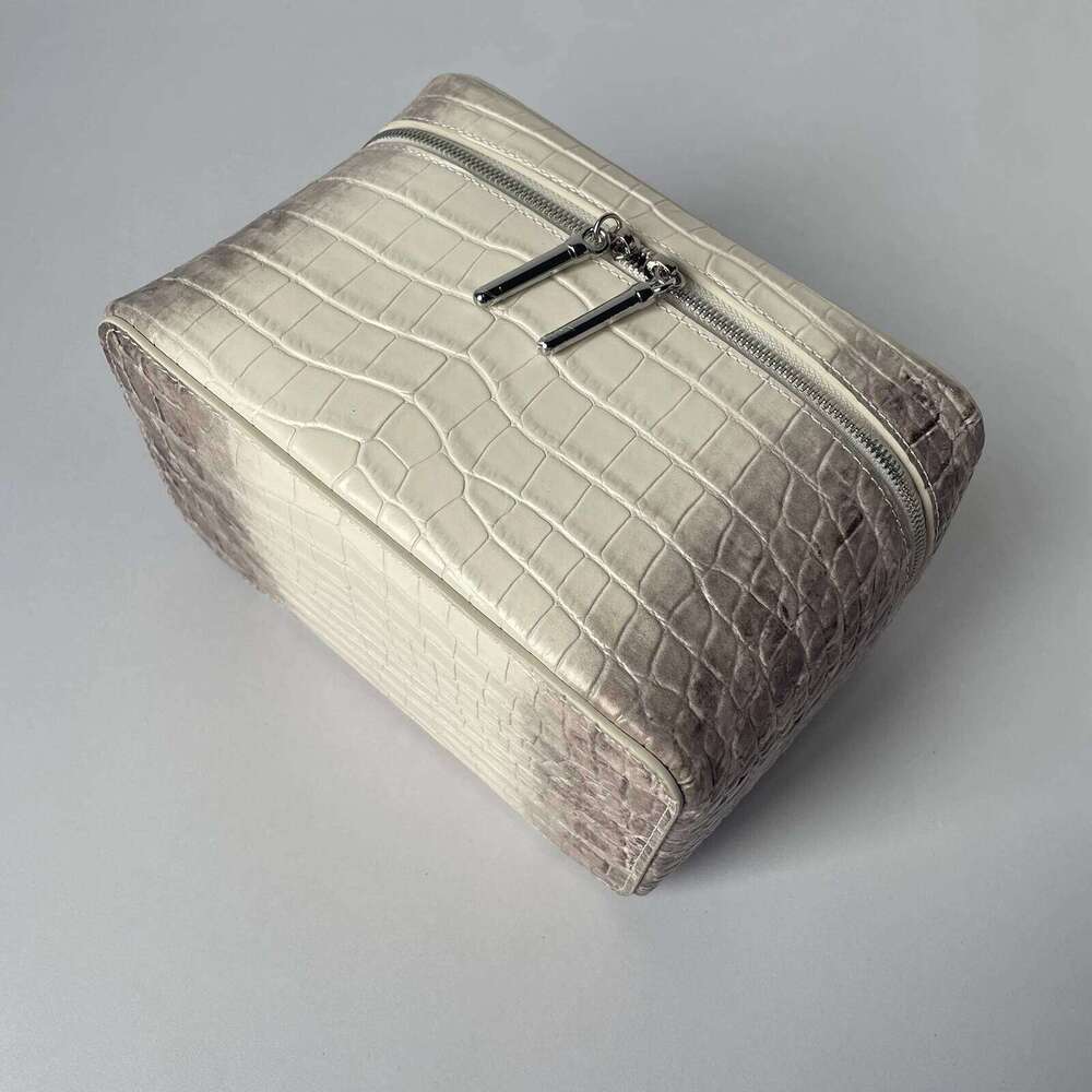 Cowhide Crocodile Pattern Cosmetic New Himalayan Leather Portable Travel Toiletry Bag Women's Jewelry Storage Makeup Handbag St251218