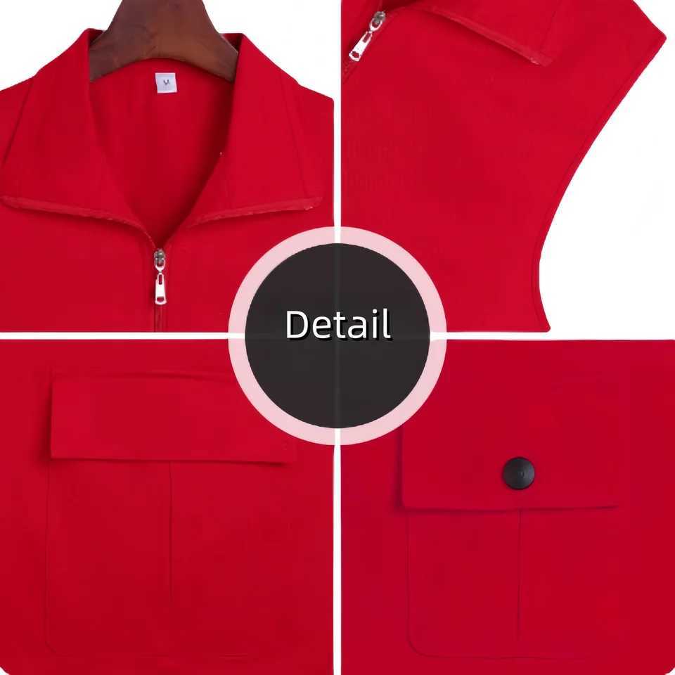 2025 New 100 Cotton Stand-Up Collar Vest with Two Pockets Breathable Durable Work Vest Volunteer Vest Bright Color G251218