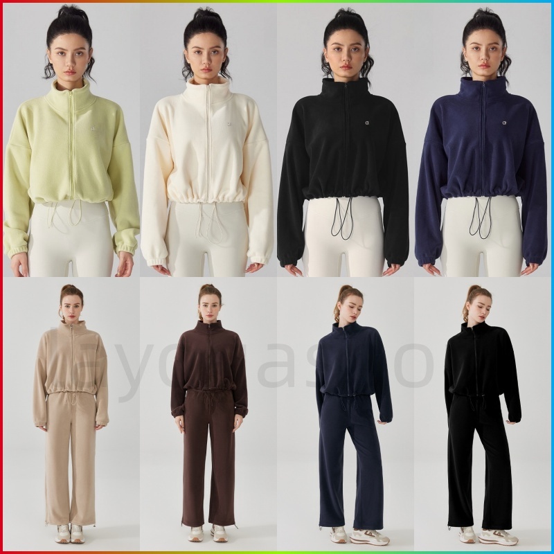 Full-zip Jacket Alonessities Yoga Suit Sweat Shirt Slim-fit Slightly Fluffy Sherpa Jacket Polar Wool Winter Blend Jacket