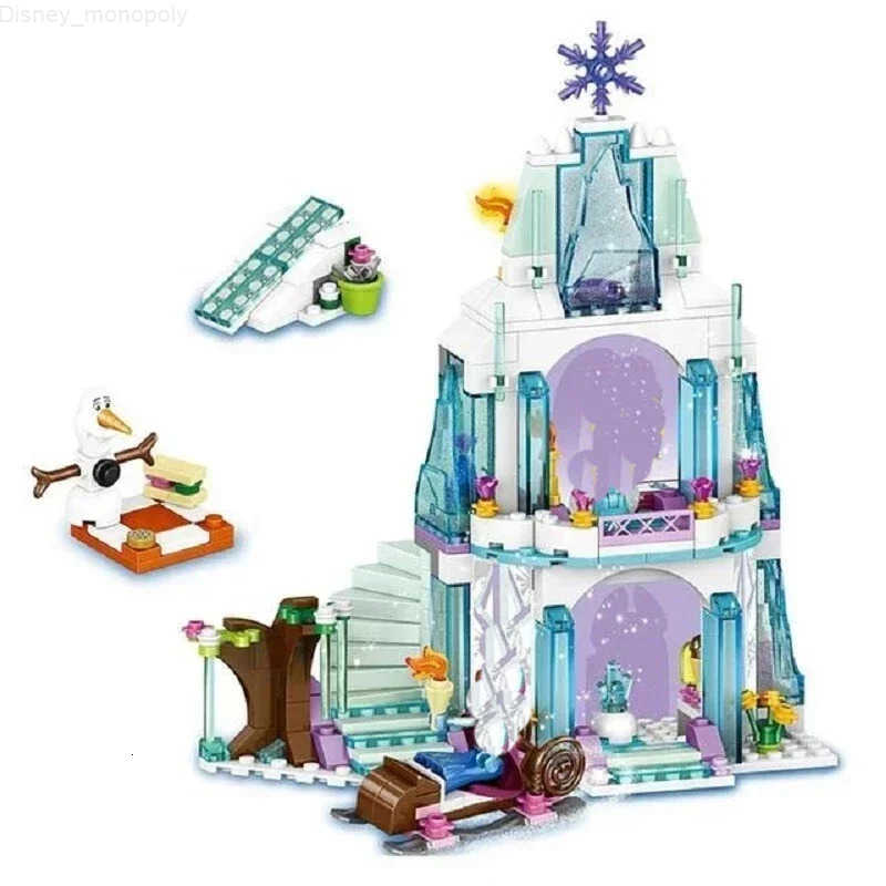 Disney New Princess Elsa Ice Castle Princess Anna Set Building Model Blocks Gifts Toy H251218