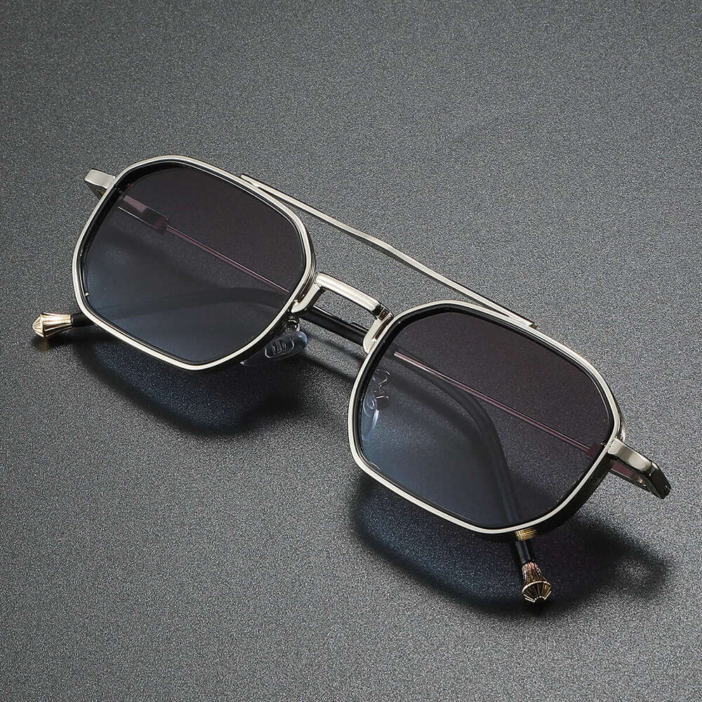 Cross-Border New Square Fashion Sunglasses European and American Business Double Metal Retro Men's Glasses