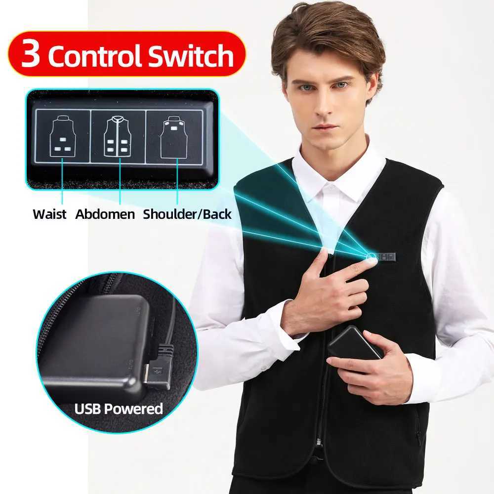 10 Areas Heated Vest Men Women Usb Electric Self Heating Vest Warming Waistcoat Heated Jacket Washable Thermal Heated ClothesG251218