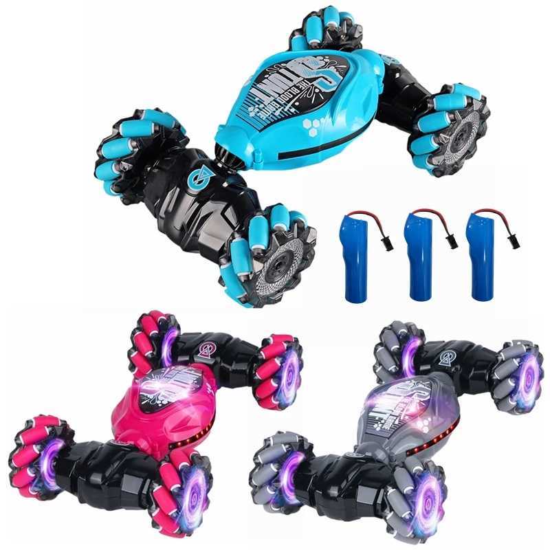 4WD RC Drift Car With Music Led Lights 24G Gesture Radio Remote Control Spray Stunt Car 360 Rotating Climbing Car Toys Gift G251218