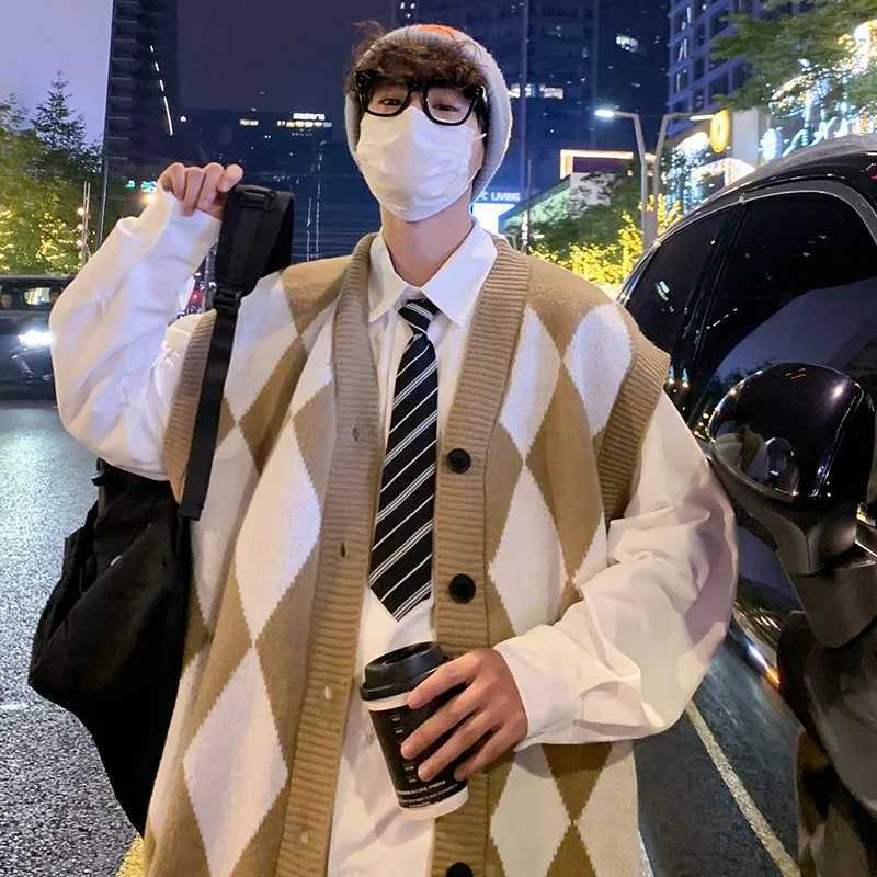 New Autumn Winter Fashion Trend Casual Vneck Cardigan Vest For Men Highquality Korean Version Loose Comfortable Versatile JacketG251218