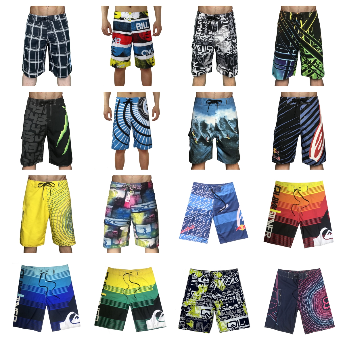 Casual Sportswear for Surfers: Breathable Black Beach Shorts with Patterned Designs