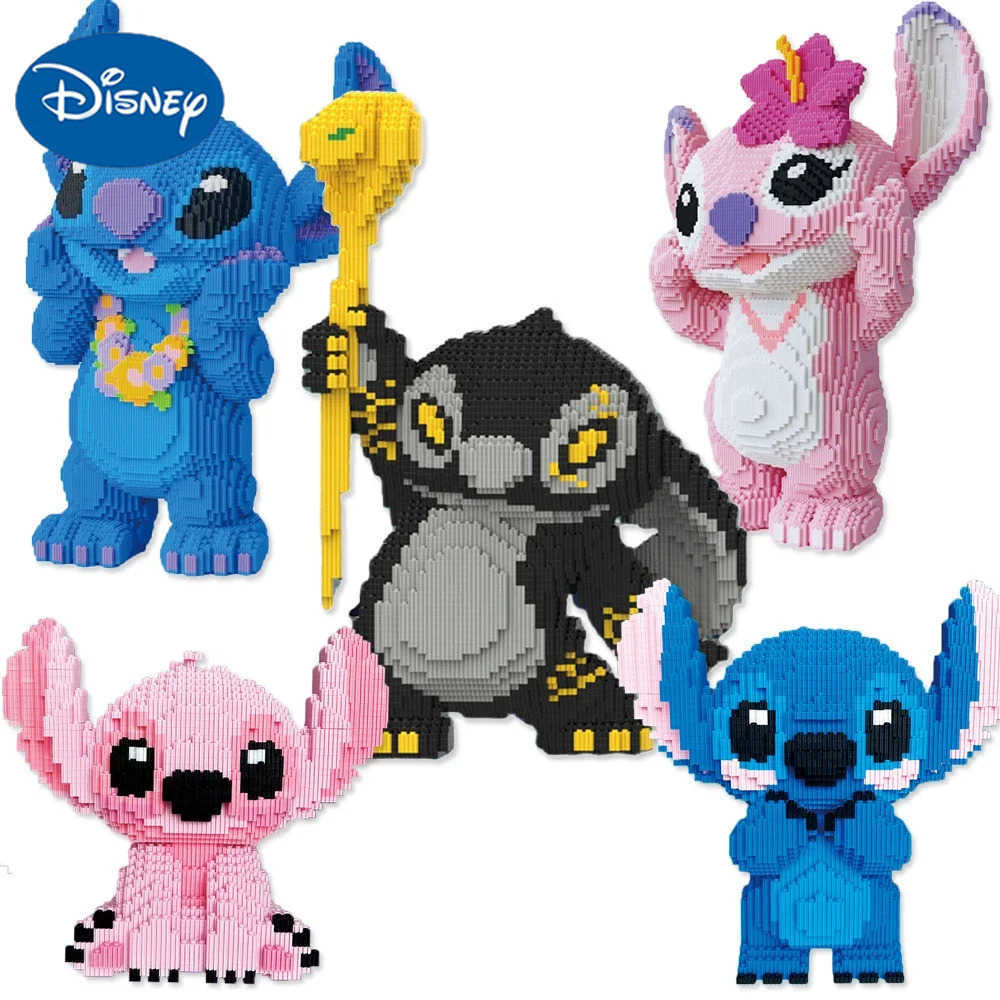 Disney Cool Black Stitch Magic Building Block Kawaii Baby Stitch Angel 3D DIY Model Cartoon Assembled Bricks Toy For Kids Santa Gift H251218