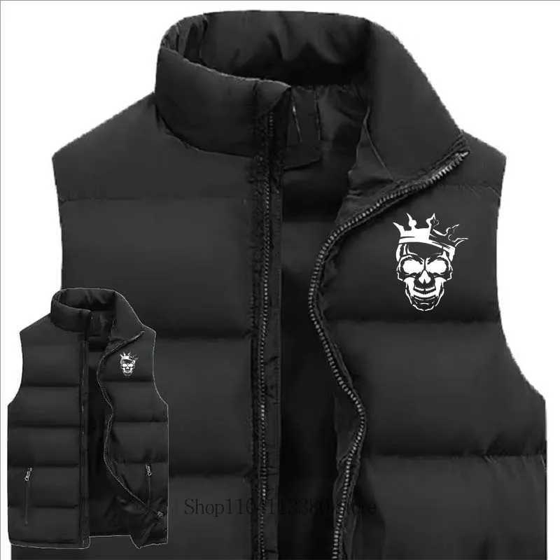 New Men Clothing Skeleton Printed Vest Autumn Winter Casual Fashion Mandarin Collar Zipper Sleeveless Warm Jacket Vest CoatG251218