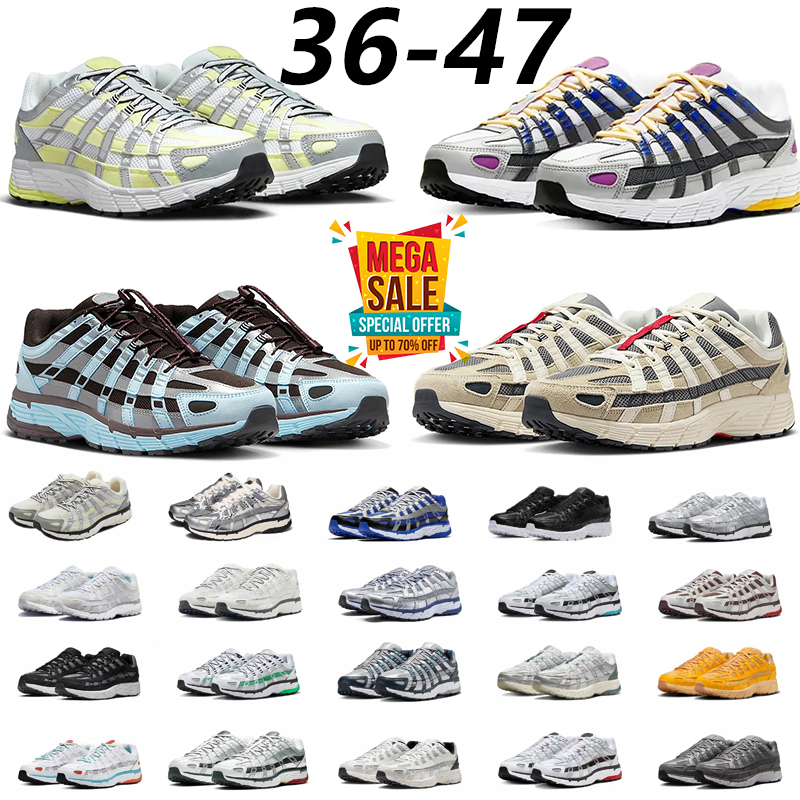 P6000 Running Shoes For Men Women 6000 Designer Trainers Metallic Silver Light Bone Laser Fuchsia Triple Black Burgundy Outdoor Sneakers Size 36-47