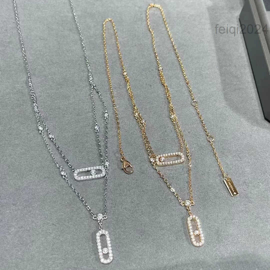 Designer necklaces High version designer necklace three diamond trumpet sliding full diamond necklace allinone high sense geometric designer jewelry women penda