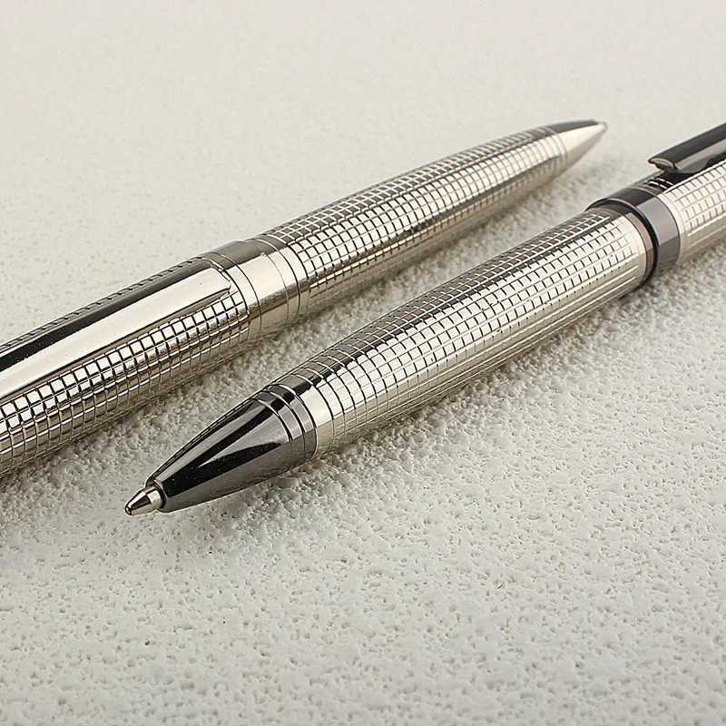 Metal Pen Stainless Steel Material Rotate Gel Pens Ink Blue Writing Ballpoint Pen Point 07mm for School Off Stationery Y251218