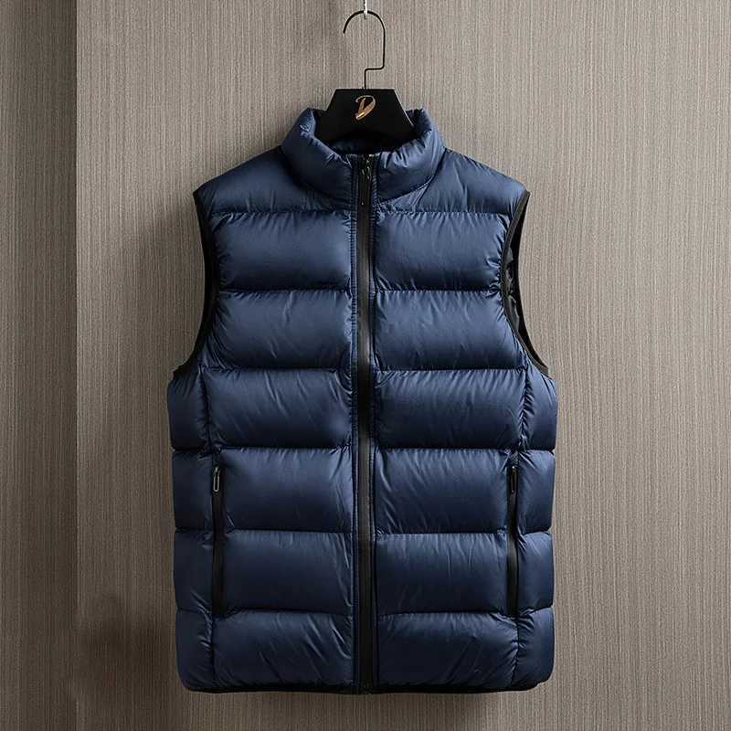 2025 Autumn Winter Men Down Vest Simple Solid Color Stand Collar Male Waistcoat Thicken Sleeveless Casual Lightweight Man CoatG251218
