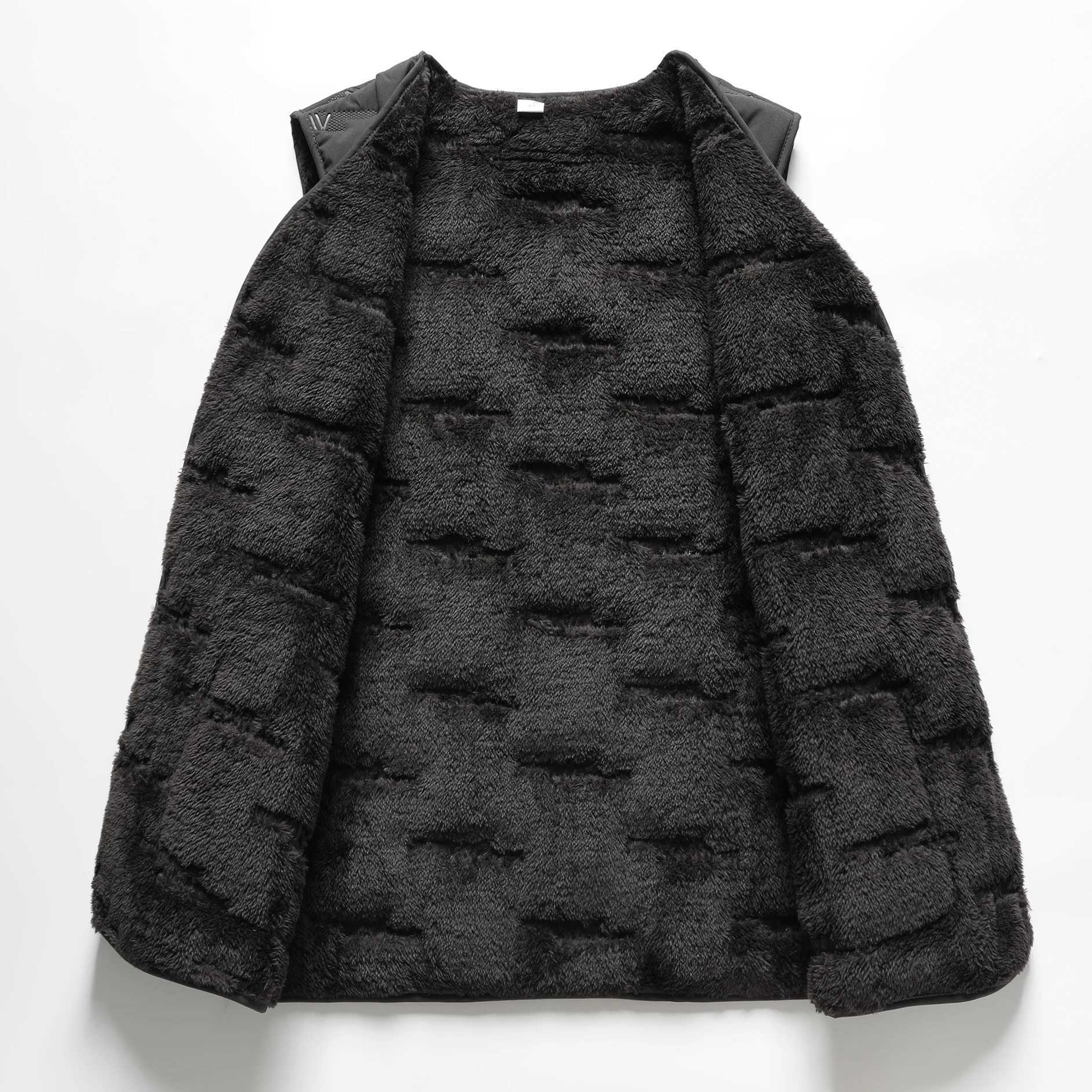 Winter Men Fleece Lined Vest Jacket Windproof Wool Liner Warm V-neck Casual Sleeveless Coats Padded Thicken Outdoor WaistcoatsG251218