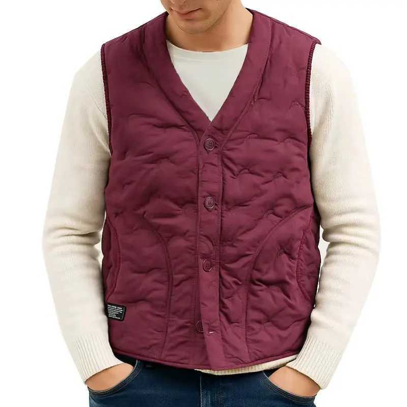 Winter Mens Jacket Vest Waterproof Button Coats Outdoor Warm Casual Sleeveless Jacket Lightweight Thick Sherpa Lined StreetwearG251218