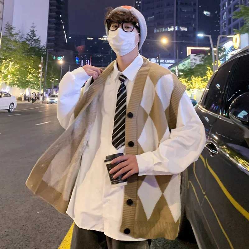 New Autumn Winter Fashion Trend Casual Vneck Cardigan Vest For Men Highquality Korean Version Loose Comfortable Versatile JacketG251218