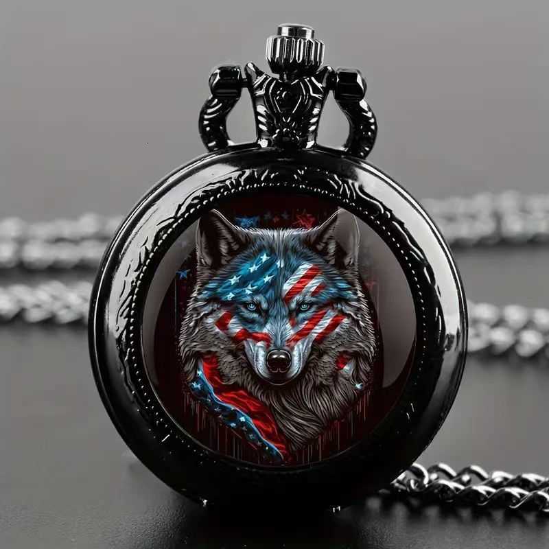 Colorful pattern pocket watch retro flip cover decorative necklace watch trendy and unique for both men and women student quartz watchXJ241219